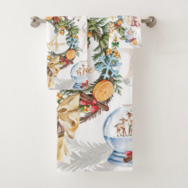 Waterverf kerstmonogrammen bad handdoek