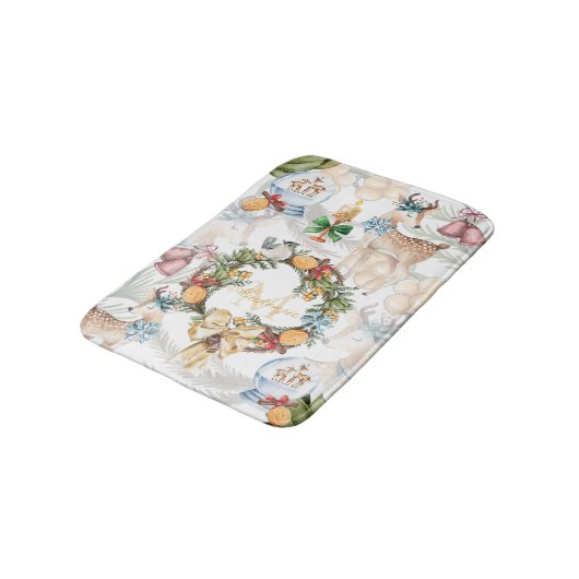 Waterverf kerstmonogrammen badmat (Gekanteld)