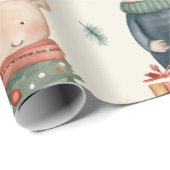  Waterverf kerstmuis Cadeaupapier (Rol Hoek)