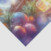 Waterverf kerstmuis in theekopje decoupage tissuepapier (Detail)