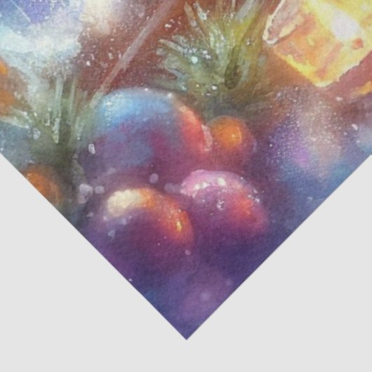 Waterverf kerstmuis in theekopje decoupage tissuepapier (Detail)