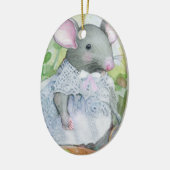 Waterverf kerstmuis keramisch ornament (Links)