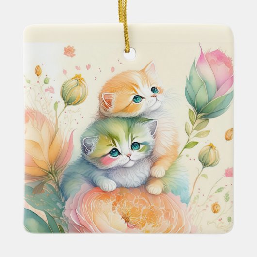 Waterverf kerstmuis keramisch ornament (Voorkant)