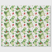 Waterverf Kerstmutsen en Cadeaus Cadeaupapier (Vlak)