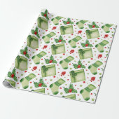 Waterverf Kerstmutsen en Cadeaus Cadeaupapier (Uitgerold)