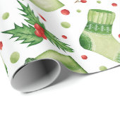 Waterverf Kerstmutsen en Cadeaus Cadeaupapier (Rol Hoek)