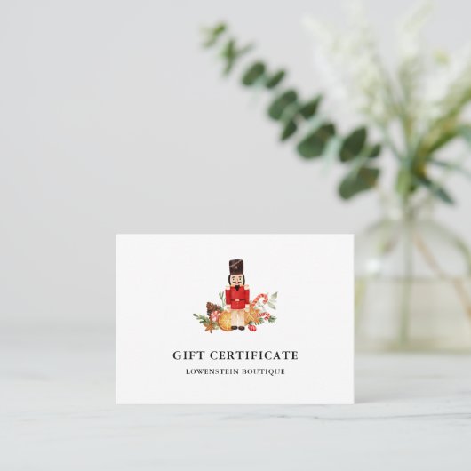 Waterverf Kerstnotenkraker Cadeaubon Kortingskaartje (Staand voorkant)