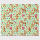 Waterverf kerstontbijtkoekjes man paard cadeaupapier (Vlak)