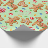 Waterverf kerstontbijtkoekjes man paard cadeaupapier (Hoek)