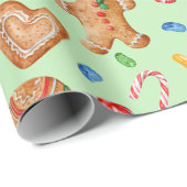 Waterverf kerstontbijtkoekjes man paard cadeaupapier (Rol Hoek)