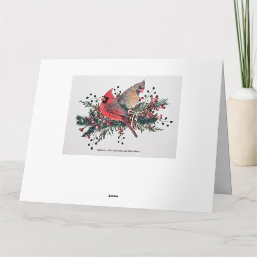 Waterverf kerstontwerp voor kardinalen kaart (Achterkant)