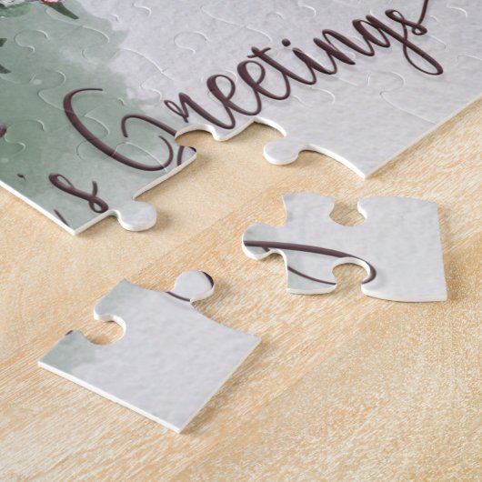 Waterverf kerstontwerp voor kardinalen legpuzzel (Zijkant)