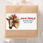 Waterverf kerstpaard etiket (Insitu)