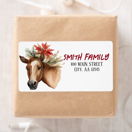 Waterverf kerstpaard etiket (Insitu)