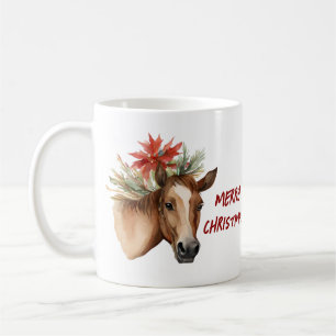 Waterverf kerstpaard koffiemok