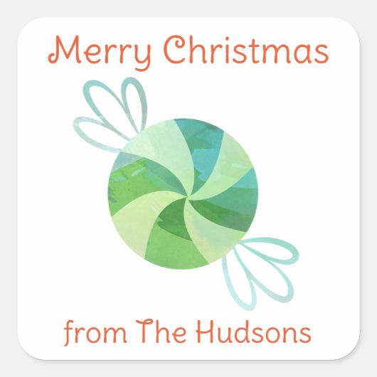 Waterverf kerstpantserSnoep Gift Sticker (Voorkant)