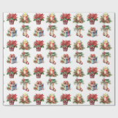 Waterverf kerstpatronen cadeaupapier (Vlak)