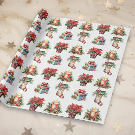Waterverf kerstpatronen cadeaupapier