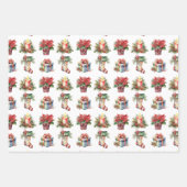 Waterverf kerstpatronen inpakpapier vel (Voorkant)