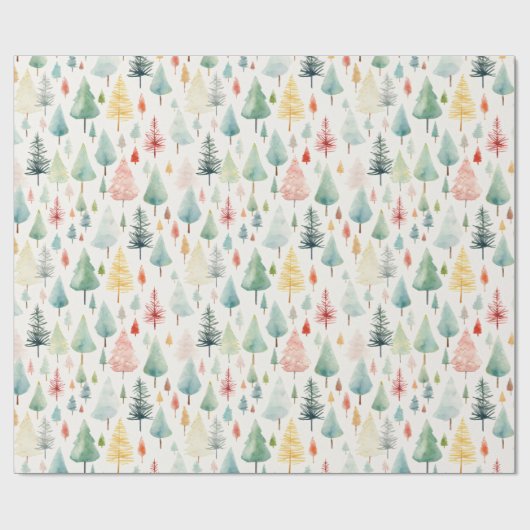 Waterverf kerstpatroon cadeaupapier (Vlak)