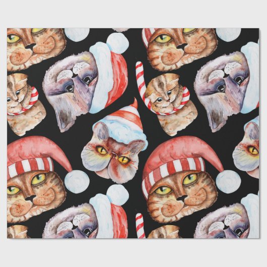 Waterverf kerstpatroon cadeaupapier (Vlak)