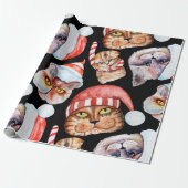 Waterverf kerstpatroon cadeaupapier (Uitgerold)