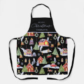 Waterverf kerstpatroon familie matching schort (Voorkant)