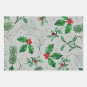 Waterverf kerstpatroon inpakpapier vel (Voorkant 2)