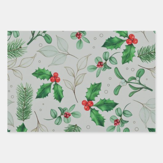 Waterverf kerstpatroon  inpakpapier vel (Voorkant)