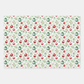 Waterverf kerstpatroon inpakpapier vel (Voorkant 3)