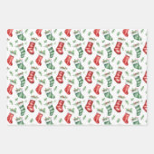 Waterverf kerstpatroon inpakpapier vel (Voorkant)