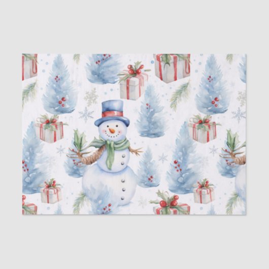 Waterverf kerstpatroon tissuepapier (Voorkant)