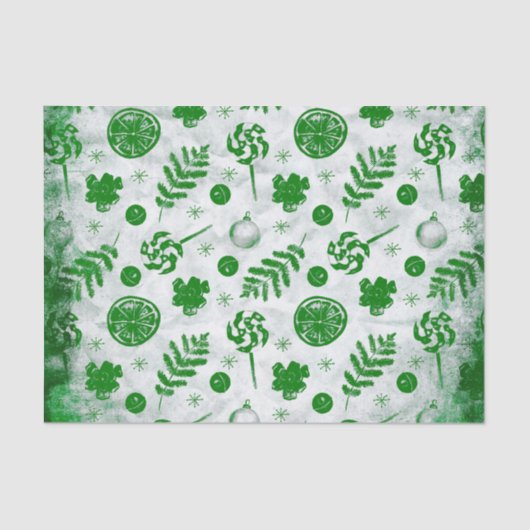 Waterverf kerstpatroon tissuepapier (Voorkant)