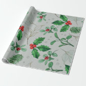 Waterverf kerstpatroonpapierblad cadeaupapier (Uitgerold)