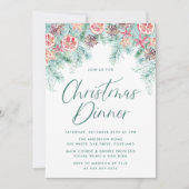 Waterverf Kerstpijnboom & Citrus Holiday Dinner Kaart (Voorkant)