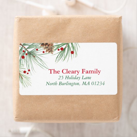 Waterverf kerstpine | 2016 Chrismas-adres Etiket (Insitu)