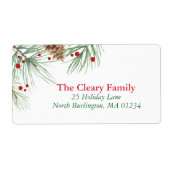 Waterverf kerstpine | 2016 Chrismas-adres Etiket (Voorkant)