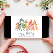 Waterverf kerstpine-boom feestdagenkaart