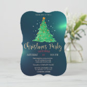 Waterverf kerstpine-structuur, Green Company Party Kaart (Staand voorkant)