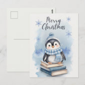 Waterverf kerstpinguïn briefkaart (Voorkant / Achterkant)
