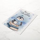 Waterverf kerstpinguïn folie feestdagenkaart (Gedraaid)
