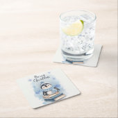 Waterverf kerstpinguïn kartonnen onderzetters (Insitu)