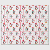 Waterverf kerstpinguïns cadeaupapier (Vlak)