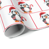 Waterverf kerstpinguïns cadeaupapier (Rol Hoek)