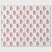 Waterverf kerstpinguïns in sneeuwvlokken cadeaupapier (Vlak)