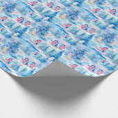 Waterverf Kerstpinguïns & Polar Beren Cadeaupapier (Hoek)