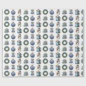 Waterverf Kerstplezier op wit Cadeaupapier (Vlak)