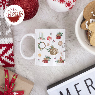  Waterverf Kerstprint Twee Tone Koffie Mok
