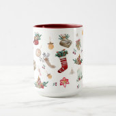  Waterverf Kerstprint Twee Tone Koffie Mok (Midden)
