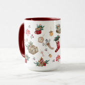  Waterverf Kerstprint Twee Tone Koffie Mok (Voorkant links)